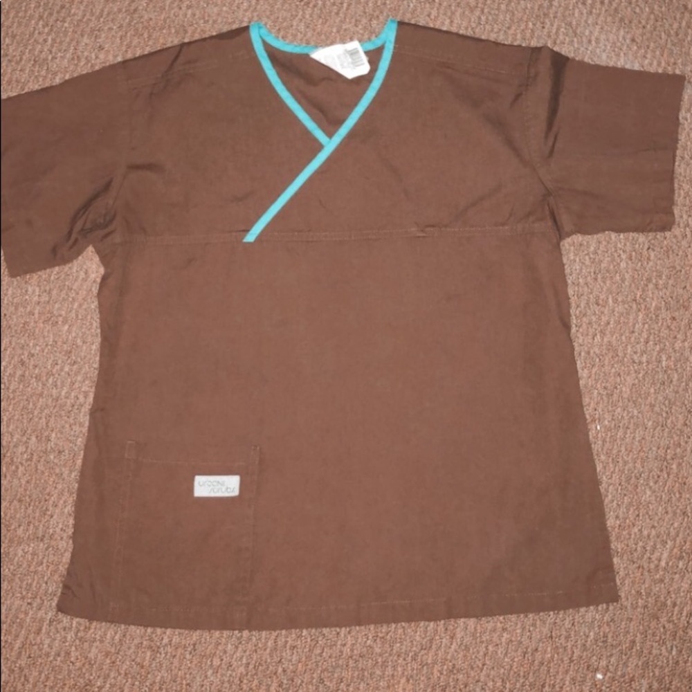 Brown and Teal Medium Scrub Shirt